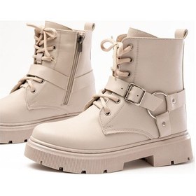 Resim 508-3038 Bej Toka Aksesuarlı Fermuarlı Günlük Kadın Bot Acı Kahverengi 