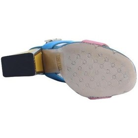 Resim Poletto Hakiki Deri /tekstil Pembe-sıyah-sarı Sandalet Topuklu 6564 161 V1-2334 Pembe-sıyah-sarı Pembe - Siyah - Sarı 