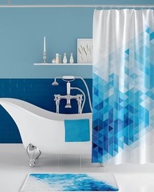 Resim Tropik Home Mavi Banyo Perdesi-180x00 Cm Dijital Baskı Duş Perdesi 