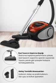 Resim GOLDMASTER Yıldız Siyah Çift Hepa Filtreli 2.5 Litre Geniş Hazneli Toz Torbasız Elektrikli Süpürge GM7535B 