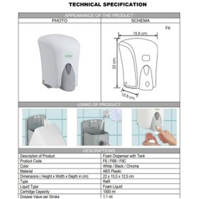 Resim Şeker Portakalım Vialli F6 Hazneli Köpük Sabun Dispenseri Aparatı 1000 ml Beyaz 