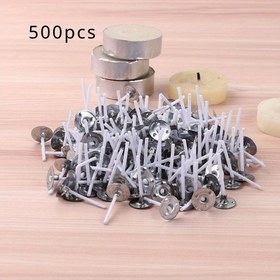 Resim 500 adet Ön Mumlu Tealight Mum Fitili, Soya Mumu için 1 inç Demir Fitil, Kendin Yap Mum Yapımı için Kolay Ateşleme, Sabit Alev 