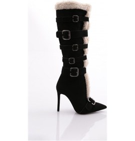 Resim Dgn 1121 Kadin Kemerli Topuklu Çizme 1121-2125-R1680 Siyah 