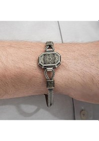 Resim Hz. Süleyman Mührü İşlemeli 925 Ayar Gümüş Erkek Bileklik Gümüş 