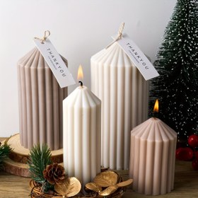 Resim Silikon Mum Işik Kalıpları 4 Parça Set - 3D Geometrik Sütun Mum Kalıpları, Hibrit Shape Stripe Tasarımı DIY Mum Yapımı, Epoxy Reşin, Sabun Zanaatı - Ev Dekor Hediye Kalıpları ile Teşeekkür Etiketleri 