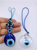 Resim Ennea Art Saydam Lacivert Nazar Boncuğu Araba Dikiz Ayna Süsü Ikili Set El Yapımı Cam Hediyelik Eşya 