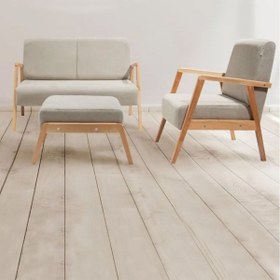 Resim Zem Pavia Çay Seti Natürel Ahşap, Sütlü Kahve (1 ADET IKİLİ BERJER 1 ADET TEKLİ BERJER 1 ADET PUF) 