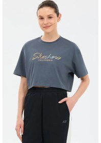 Resim Skechers Crop Graphic Kadın Tişört Gri 