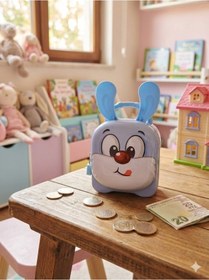 Resim 1 Adet Kilitli Ve Anahtarlı Tavşan Kumbara - Çocuklar İçin Eğlenceli Tasarruf Çantası Mavi 