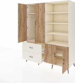 Resim Kronos Gardrop 7 Raflı 2 Çekmeceli Tek Askılı 176x59x221 Aytaşı-çam/aytaşı Çam/aytaşı 