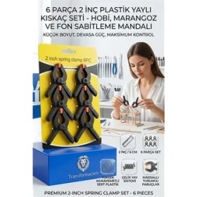 Resim Sepetopia 6 Parça 2 Inç Plastik Yaylı Kıskaç Seti - Hobi, Marangoz ve Fon Sabitleme Mandalı 723186 