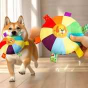 Resim Sesli, dayanıklı çiğneme oyuncağı olan etkileşimli peluş uçan disk köpek oyuncağı, tüm köpek ırkları için, eğitim ve oyun için cırt cırtlı köpek oyuncağı 