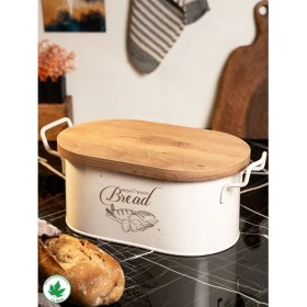 Resim Tahta Kapaklı Metal Ekmeklik, Ahşap Kapaklı Ekmeklik (Bread Baskılı) 