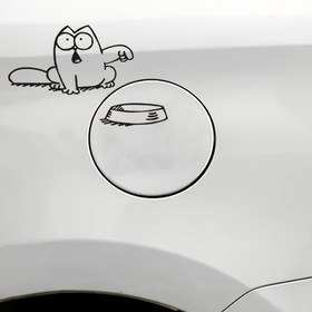 Resim Çekici, Komik Karikatür Kedi Yakıt Tankı Kapağı Etiketi - Su Geçirmez, Kolay Uygulanabilir Vinil Araba Stickerı Dış Mekan Kullanımı İçin 