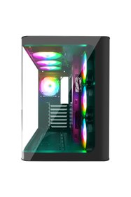 Resim Rampage Loopy Plus Siyah 7*12CM Argb Fan 950W 80 Plus Standart Temperli Cam Kumandalı Atx Mid-T Gaming Oyuncu Kasası 