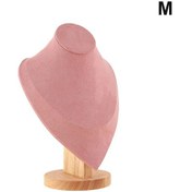 Resim 1 Adet Kadife Portre Kolye Depolama Rafı Ahşap Tabanlı Takı Ekran Standı Takı Pink M 