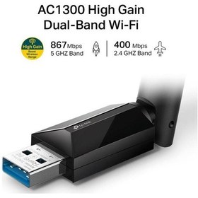 Resim TP-Link Archer-T3U-Plus AC1300 High Gain Wireless Dual Band Usb Adapter 