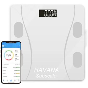 Resim Havana Beyaz Banyo Tartısı Baskül Akıllı Bluetooth Lcd Dijital Ekran Ev Vücut Yağ Ölçer Led Panel Güncel 