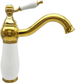 Resim Pure Tezgah Üstü Lavabo Armatürü Altın - Beyaz Wg-217 