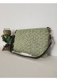 Resim Shell Stitch Model, Suni Deri Astarlı, Kağıt İp, Clutch Çanta 