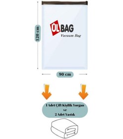 Resim 1 Adet Maxi Jumbo Boy 90 Cm X 120 Cm Çift Kişilik Yorgan Vakumlu Hurç - Vakumlu Poşet Şeffaf 