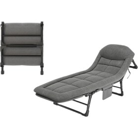 Resim Sunup SN-26974 Taşınabilir Ayarlanabilir 5 Kademe Sünger Kamp Yatak Şezlong (Açık Gri) 