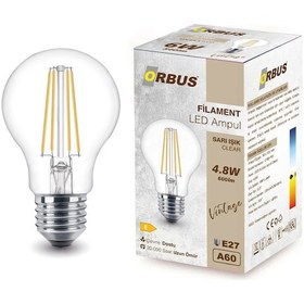 Resim Orbus F60 4.8W E27 600LM Clear Ampul Sarı Işık 