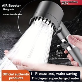 Resim Yüksek Basınçlı 3 Modlu Ayarlanabilir Duş Başlığı, Tek Dokunuşla Su Durdurma, Paslanmaz Çelik Panel, Uygun, Hortum & Braket Dahil - Geliştirilmiş Banyo Duşları İçin İdeal, Duş Aksesuarları 