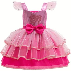 Resim Kızların Pembe ve Mor Renkli, Dantelli ve Fırfırlı Detaylı Prenses Partisi Elbisesi - Cadılar Bayramı, Karnaval veya Performans için Sade ve Şık Elbise, Kostüm Aksesuarı | Işıl Işıl Tasarım | Canlı Tasarım 