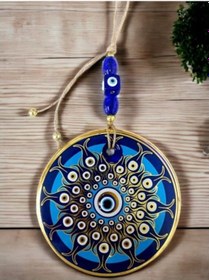 Resim Dekoratif Desen Nazar Boncuklu Duvar Süsü Cam Duvar Dekoru Tdrtr 