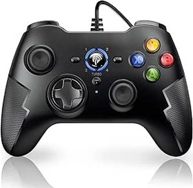 Resim EasySMX Wired Game Controller for Windows PC/PS3, Plug and Play USB Gamepad with Hall Effect Triggers, Long Life Buttons, Turbo Function, Campatible with Android TV BOX and Tesla- black 