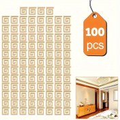 Resim 100 adet, geometrik iplik akrilik ayna duvar çıkartmaları, kırılmaz kendinden yapışkanlı köşe çizgili süpürgelik tavan çıkartmaları, Geometrik Yunan Anahtar Tasarım Sınır Stickerları, yatak odası oturma odası banyo mutfak TV arka plan duvar tavan dekorasyonu için kullanılır 