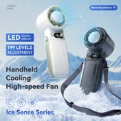 Resim 2025 En Yeni Şarj Edilebilir El Tipi Turbo Fan - LED Dijital Ekran, 199 Seviye Ayar, Buz Sensörü Teknolojisi ile Yüksek Hızlı Soğutma, ABS Malzeme, USB Şarj Edilebilir Taşınabilir Fan, İç ve Dış Mekan Kullanımı için, Ayarlanabilir Askılı Taşınabilir Tasarım, Dış Mekan Soğutma | Ayarlanabilir Fan Hızı | Dayanıklı Plastik Fan 