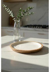Resim Agacı Pasta Tabağı & Sunum Tabağı 20 Cm Krem Açık Mavi 
