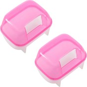 Resim 2x Pembe Beyaz Küçük Hamster Banyo Kum Kafesi Evcil Hayvan Banyo 10 x 7 x 7cm (Yurt Dışından) 