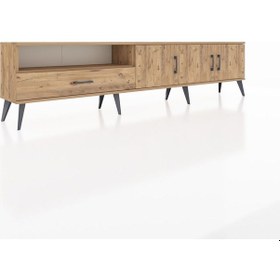Resim Arges Tv Ünitesi 3 Raflı Tek Çekmeceli 3 Kapaklı 220x30x51 Çam-çam Atlas Çam/atlas Çam - Atlas Çam 