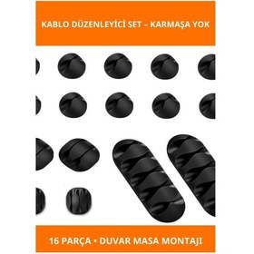 Resim Kablo Düzenleyici Silikon 16 Parça Set Ev Ofis Kullanımı 1 Adet 