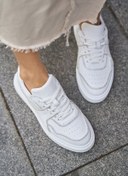 Resim Bestyle Skype Kadın Beyaz Taş Detaylı Gerçek Deri Sneaker 
