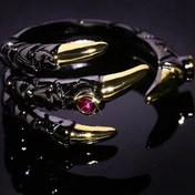 Resim 1pc Erkeklerin Cesur Kartal Pençesi Yüzüğü, Alüminyum Ejderha Pençesi Tasarımı ile Cam Faux Mücevher, Kişi Tarzlı Tek Yüzük için Baskın Moda Bildirimi 