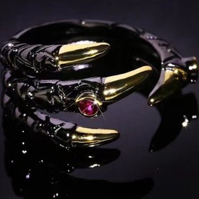 Resim 1pc Erkeklerin Cesur Kartal Pençesi Yüzüğü, Alüminyum Ejderha Pençesi Tasarımı ile Cam Faux Mücevher, Kişi Tarzlı Tek Yüzük için Baskın Moda Bildirimi 