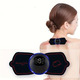 Resim Mini Masaj Yaması Omuz ve Boyun Darbeleri Terapisi Taşınabilir Elektrikli Boyun Masajı, Bel / Bacaklar / Kol / Kalça için Uygun, El Masajı Simülatörü, Çok Fonksiyonlu Vücut Masajı 