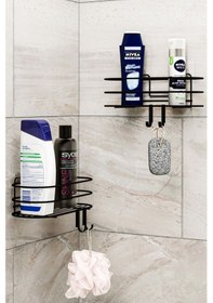 Resim Bino 4 Askılı Şampuanlık Sabunluk Banyo Düzenleyici Duş Rafı Paslanmaz Organizer 2'li Set Siyah 