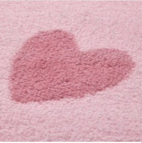 Resim Pembe Kalp Desenli Çocuk Oda Halısı, Meridyendukkan 133 x 160 CM Kauçuk Kaymaz Taban 