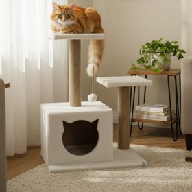 Resim Reyo Pet Stepli Yuvalı Kedi Tırmalaması (Kedi Görünümlü) Beyaz 