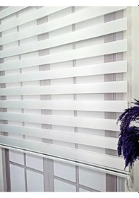 Resim Beyaz Bambu Düz Zebra Stor Güneşlik Perde 