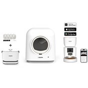 Resim Xenon Smart Akıllı Otomatik Kedi Tuvaleti 4LT Hazneli Mama Kabı Bataryalı Su Pınarı ve Yedek Filtre Pet Seti 