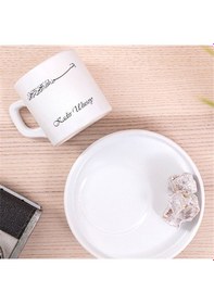 Resim Kişiye Özel Besmele Tasarımlı Türk Kahve Fincanı Tekli Hediyelik Fincan Beyaz 