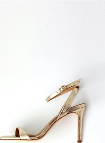 Resim Gold Tek Bant Topuklu Sandalet 25034 Gold 