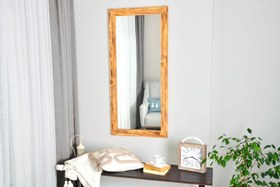 Resim DFN WOOD DOĞAL AHŞAP DİKDÖRTGEN BOY AYNASI, 100X40 
