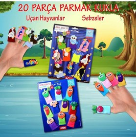 Resim 2 Set - 20 Parça Tox Uçan Hayvanlar ve Sebzeler Parmak Kukla T104 